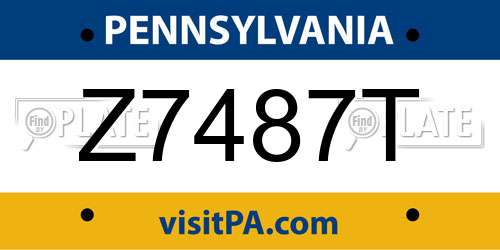 Z7487T Pennsylvania License Plate