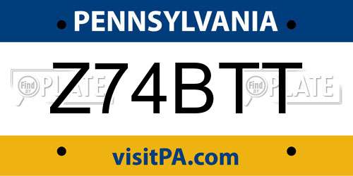 Z74BTT Pennsylvania License Plate