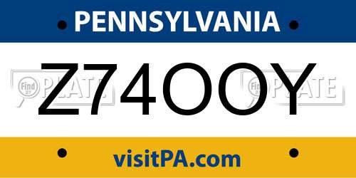 Z74OOY Pennsylvania License Plate