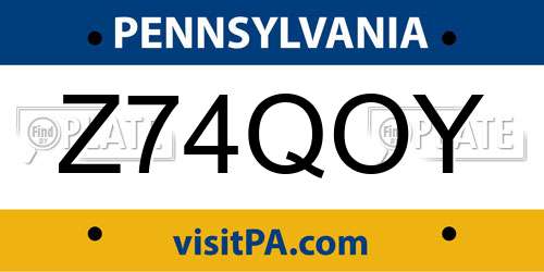 Z74QOY Pennsylvania License Plate