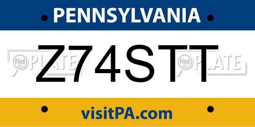 Z74STT Pennsylvania License Plate