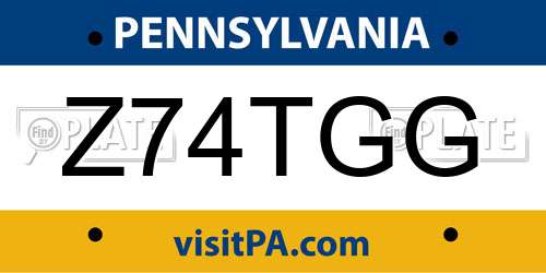 Z74TGG Pennsylvania License Plate