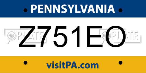 Z751EO Pennsylvania License Plate