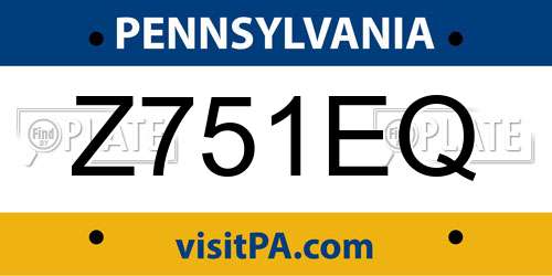 Z751EQ Pennsylvania License Plate