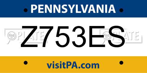 Z753ES Pennsylvania License Plate