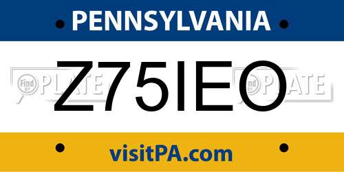 Z75IEO Pennsylvania License Plate