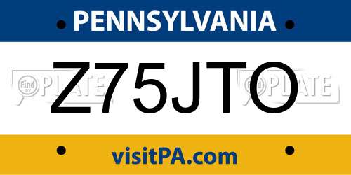 Z75JTO Pennsylvania License Plate