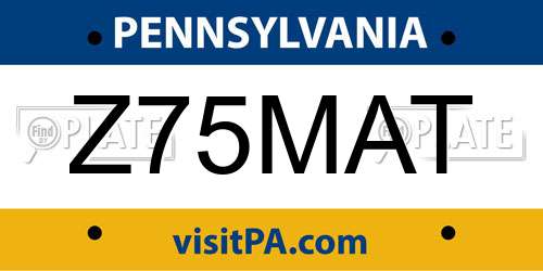 Z75MAT Pennsylvania License Plate