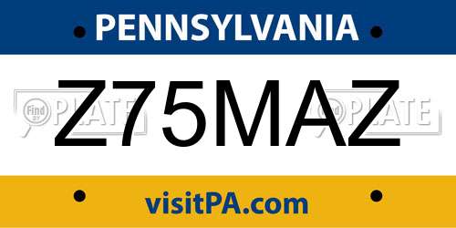 Z75MAZ Pennsylvania License Plate