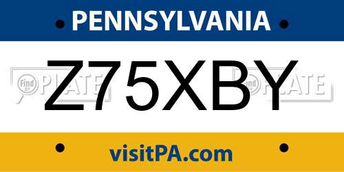 Z75XBY Pennsylvania License Plate