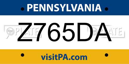 Z765DA Pennsylvania License Plate