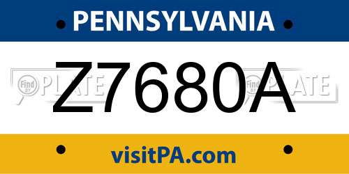 Z7680A Pennsylvania License Plate