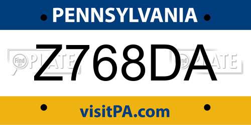 Z768DA Pennsylvania License Plate