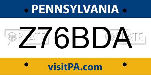 Z76BDA Pennsylvania License Plate