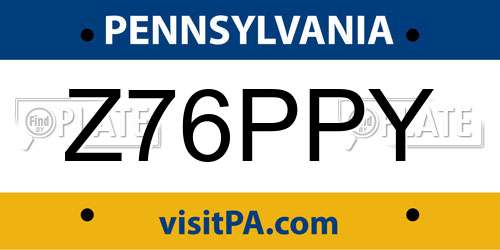 Z76PPY Pennsylvania License Plate