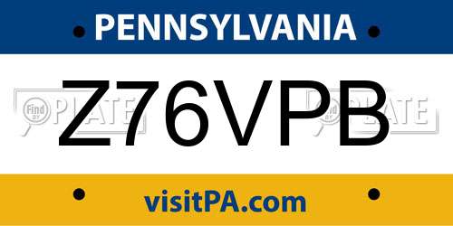 Z76VPB Pennsylvania License Plate