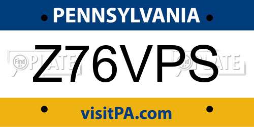 Z76VPS Pennsylvania License Plate