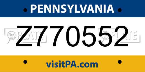 Z770552 Pennsylvania License Plate
