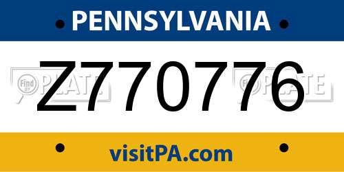 Z770776 Pennsylvania License Plate