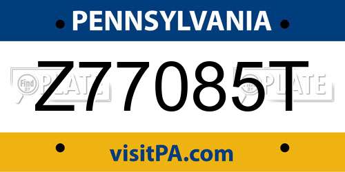 Z77085T Pennsylvania License Plate