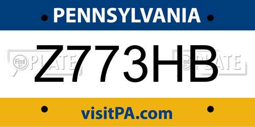 Z773HB Pennsylvania License Plate