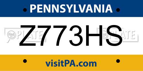 Z773HS Pennsylvania License Plate