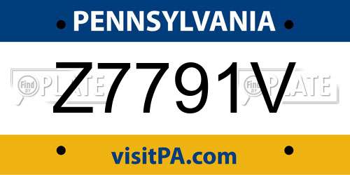 Z7791V Pennsylvania License Plate