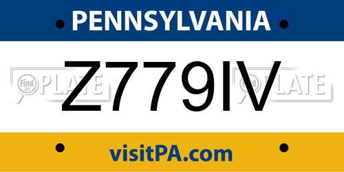 Z779IV Pennsylvania License Plate