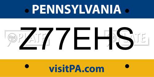 Z77EHS Pennsylvania License Plate