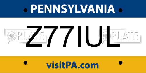 Z77IUL Pennsylvania License Plate