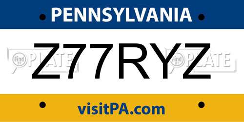 Z77RYZ Pennsylvania License Plate
