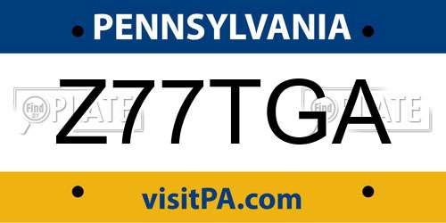 Z77TGA Pennsylvania License Plate