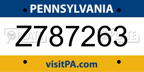Z787263 Pennsylvania License Plate