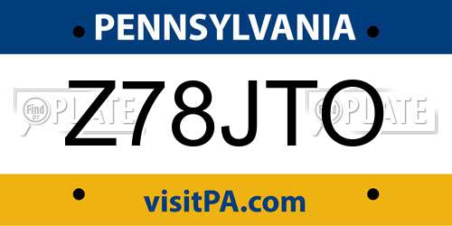 Z78JTO Pennsylvania License Plate
