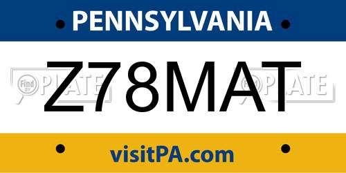 Z78MAT Pennsylvania License Plate