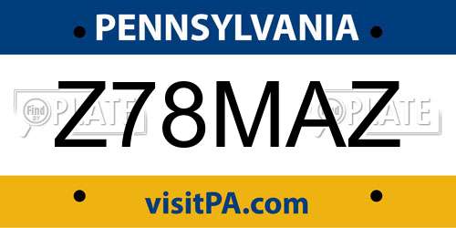 Z78MAZ Pennsylvania License Plate