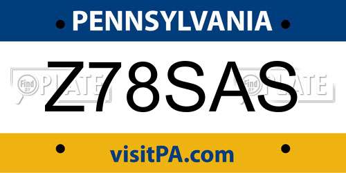 Z78SAS Pennsylvania License Plate