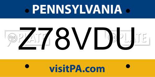 Z78VDU Pennsylvania License Plate