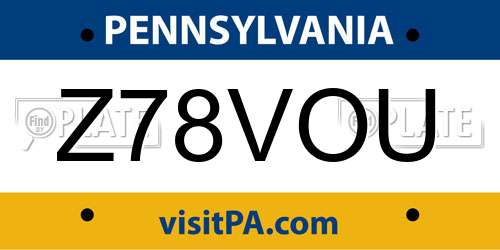 Z78VOU Pennsylvania License Plate