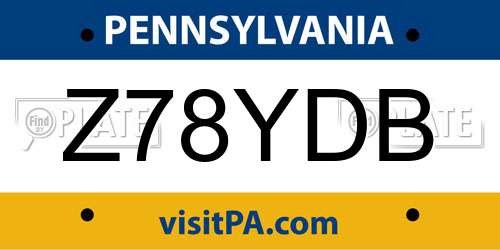 Z78YDB Pennsylvania License Plate
