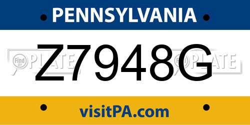 Z7948G Pennsylvania License Plate