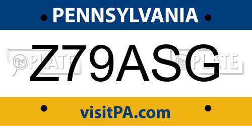 Z79ASG Pennsylvania License Plate