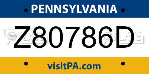Z80786D Pennsylvania License Plate