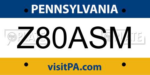 Z80ASM Pennsylvania License Plate