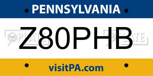 Z80PHB Pennsylvania License Plate