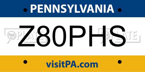 Z80PHS Pennsylvania License Plate