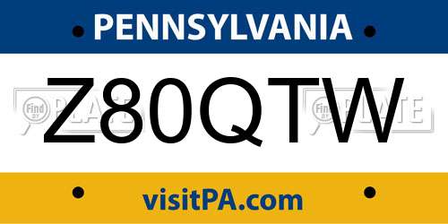 Z80QTW Pennsylvania License Plate