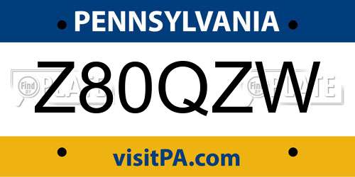 Z80QZW Pennsylvania License Plate