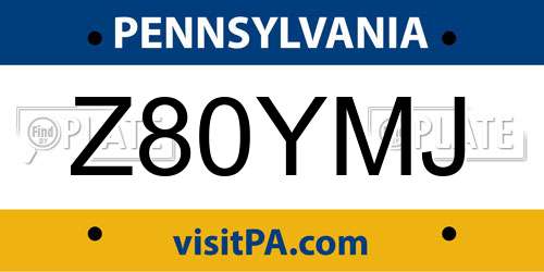 Z80YMJ Pennsylvania License Plate
