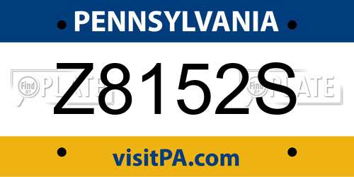 Z8152S Pennsylvania License Plate